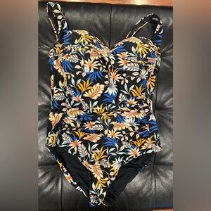 Floral Black Kids One Piece Swimsuit